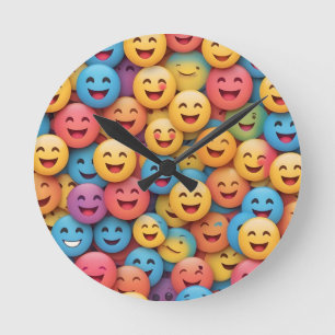 Colorful Smile Emoji Round Clock