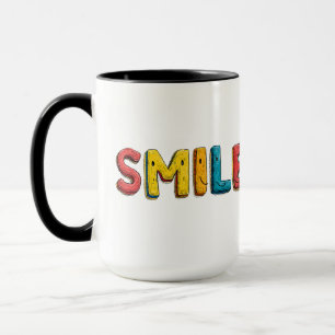 Colorful "SMILE" Two-Tone Coffee Mug