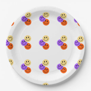 Colorful Smiley Face Paper Plate – Fun Party Table