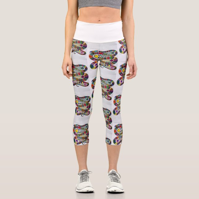 Colorful Snakes High Waisted Capris (Front)