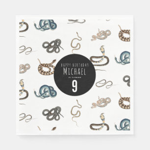 Colorful Snakes Reptile Animal Birthday Party Napkin