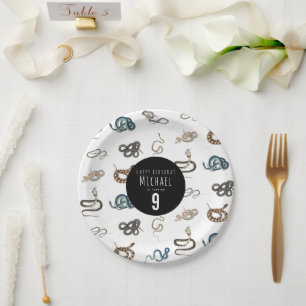 Colorful Snakes Reptile Animal Birthday Party Paper Plate