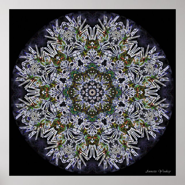 Colorful Snowflake Mandala Poster (Front)