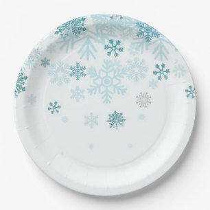 Colorful Snowlakes Paper Plate