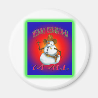 Colorful Snowman design western Howdy Magnet