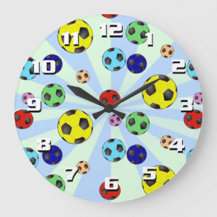 Colorful Soccer Balls Easy To read Large Numbers Clock