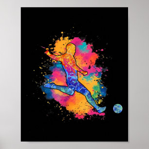 Colorful Soccer Player Paint Splash Art Graphic Gi Poster