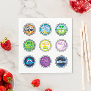 Colorful Soda Bottle Caps Napkin