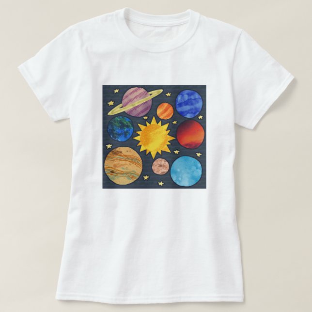 Colorful Solar System T-Shirt (Design Front)