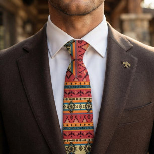 Colorful Southwestern Native American Pattern Tie