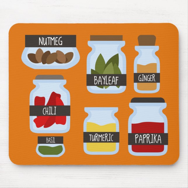 Colorful spice jars cooking style mouse mat (Front)