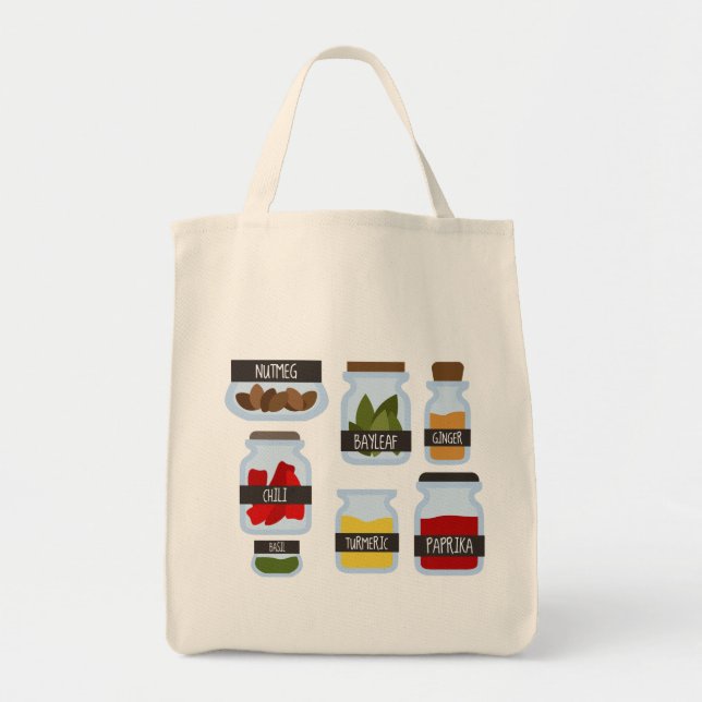 Colorful spice jars cooking style tote bag (Front)