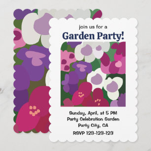Colorful Spiderwort Flowers Floral Garden Party Invitation