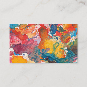 Colorful Spilled Paint Abstract Poster Business Card