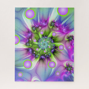 Colorful Spiral Round Shapes Abstract Fractal Art Jigsaw Puzzle