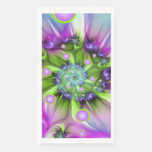 Colorful Spiral Round Shapes Abstract Fractal Art Napkin