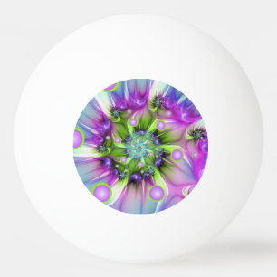 Colorful Spiral Round Shapes Abstract Fractal Art Ping Pong Ball
