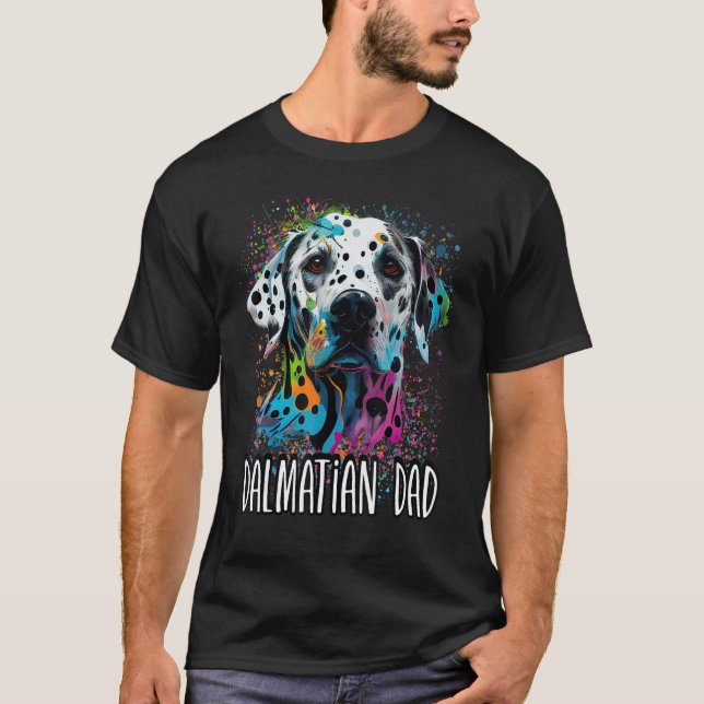 Colorful Splash Dalmatian Dad Portrait Puppy T-Shirt (Front)