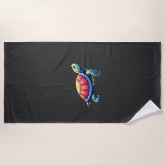 Colorful Splash Eastern Box Turtle (1) Beach Towel