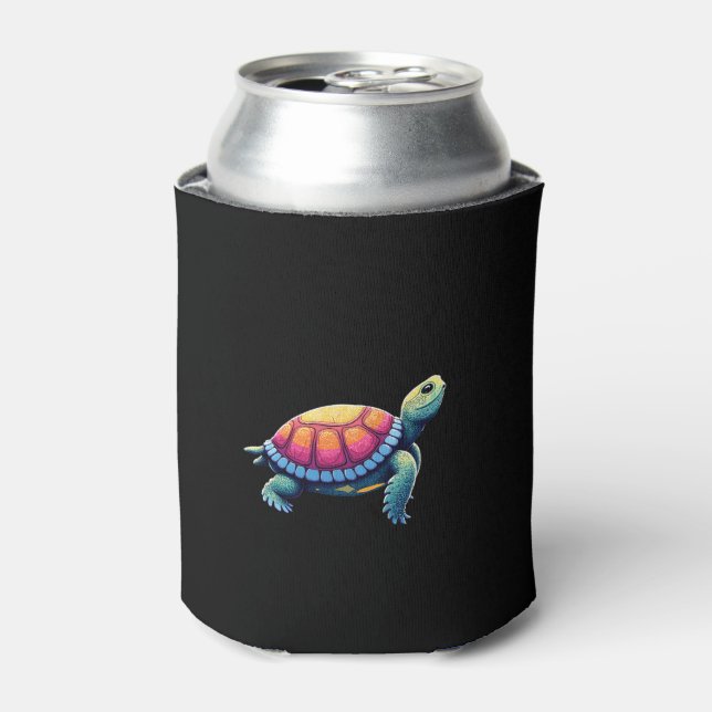Colorful Splash Eastern Box Turtle (1) Can Cooler (Can Front)