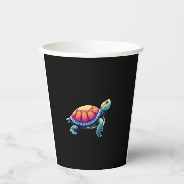 Colorful Splash Eastern Box Turtle (1) Paper Cups (Front)