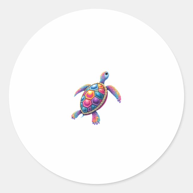 Colorful Splash Eastern Box Turtle (2) Classic Round Sticker (Front)