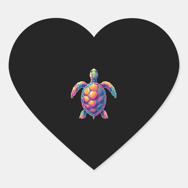Colorful Splash Eastern Box Turtle (2) Heart Sticker (Front)