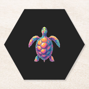 Colorful Splash Eastern Box Turtle (2) Paper Coaster