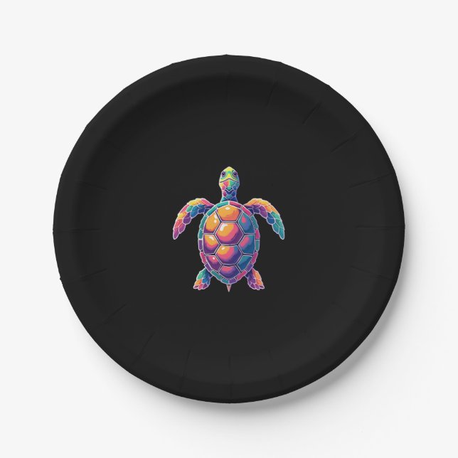 Colorful Splash Eastern Box Turtle (2) Paper Plate (Front)