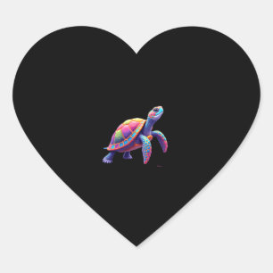 Colorful Splash Eastern Box Turtle (4) Heart Sticker
