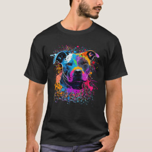 Colorful Splash Staffordshire Bull Terrier Portrai T-Shirt