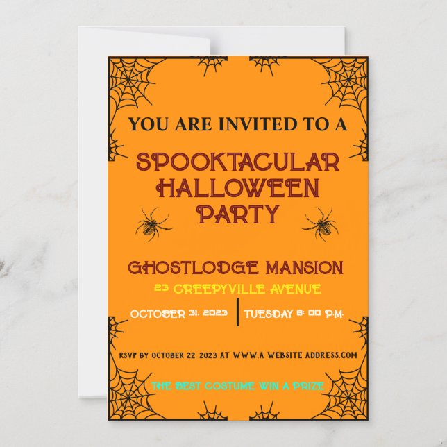 COLORFUL SPOOKTACULAR HALLOWEEN PARTY MAGNETIC INVITATION (Front)