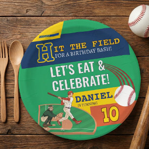 Colorful Sporty Baseball Kids Birthday Celebration Paper Plate