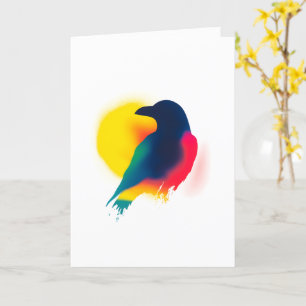 Colorful Spray Paint Crow Silhouette Card