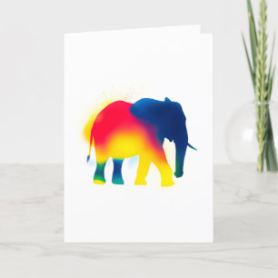 Colorful Spray Paint Elephant Silhouette Card