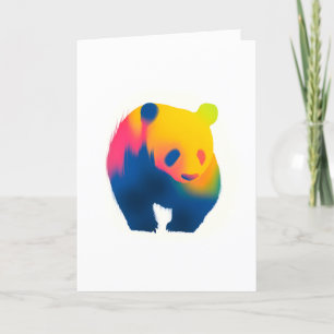Colorful Spray Paint Panda Silhouette Card