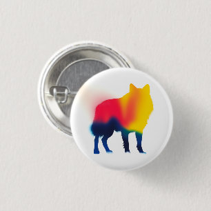 Colorful Spray Paint Wolf Silhouette Round Button