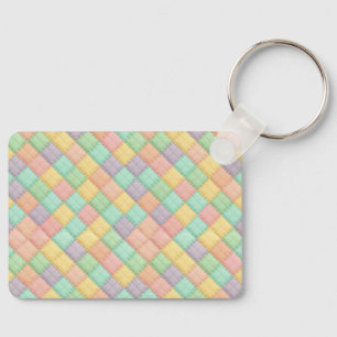 Colorful spring/Easter vintage patchwork quilt Key Ring