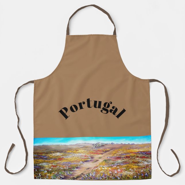 COLORFUL SPRING FIELD IN PORTUGAL ADULT APRON (Front)