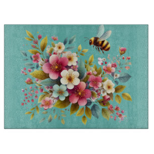 Colorful, Spring/Floral bee Cutting Board