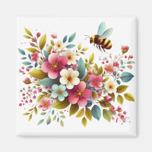 Colorful, Spring/Floral bee Magnet