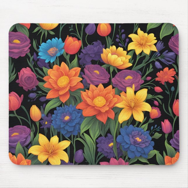 Colorful spring floral design mouse mat (Front)