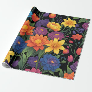 Colorful spring floral design wrapping paper