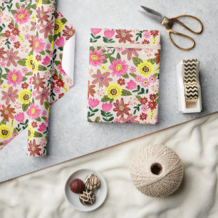 Colorful Spring Floral Garden Gift Wrapping Paper