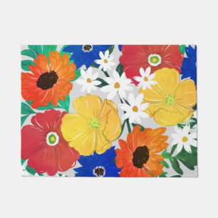 Colorful Spring Floral Hand Paint Girly Design Doormat