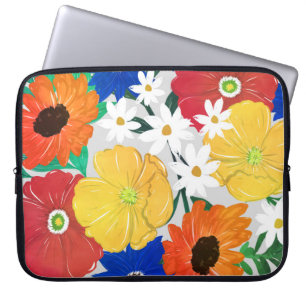 Colorful Spring Floral Hand Paint Girly Design Laptop Sleeve