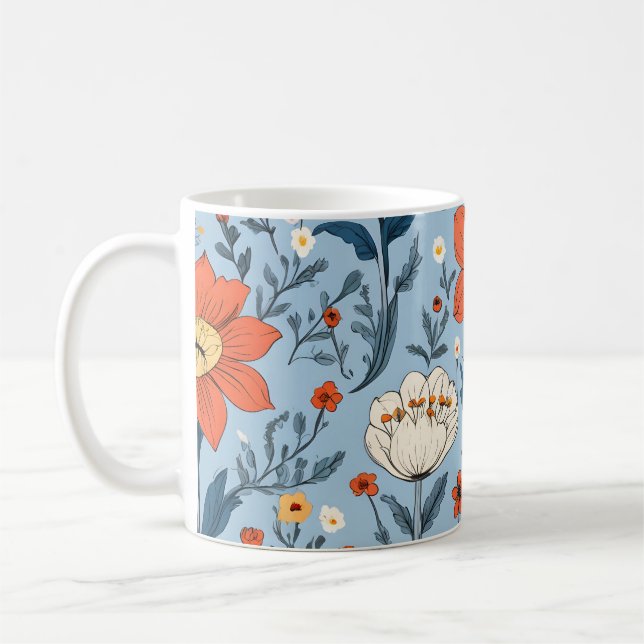 Colorful spring floral pattern coffee mug (Left)