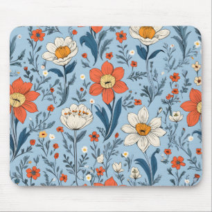 Colorful spring floral pattern mouse mat