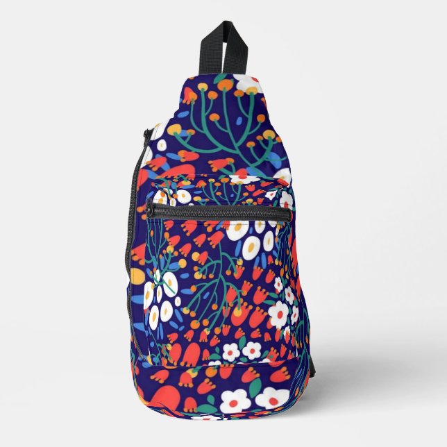 Colorful Spring Floral Pattern – Multicolored  Sling Bag (Front)