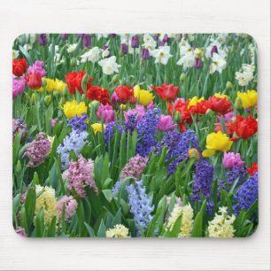 Colorful spring flower garden mouse mat
